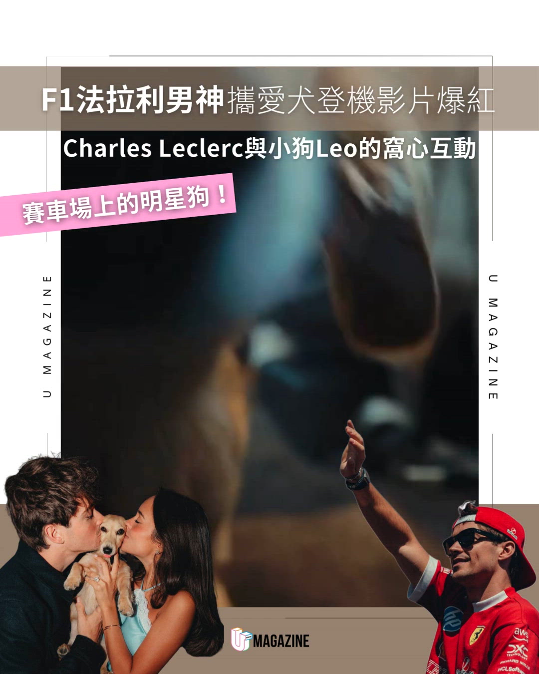 F1男神Charles Leclerc攜愛犬Leo登機短片爆紅                                   